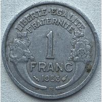 Франция 1 франк 1958 г. Отметка монетного двора "B" - Бомон-ле-Роже