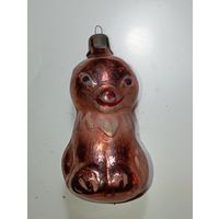 Ёлочная игрушка  - Лисичка . СССР  . Стекло .