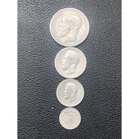Коллекция серебряных монет РИ 1895 год рубль, 50 коп, 25 коп, 10 коп