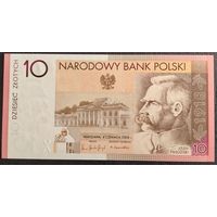 Польша, 10 злотых 2008г. Вторая польская коллекционная банкнота. 90-я годовщин восстановления независимости Польши. Юзеф Пилсудский. Памятник легионерам.