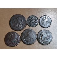 Медные монеты эпохи Елизаветы-Екатерины. Кони. Лотом