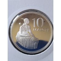 Лесото 10 малоти 1980 г. Редкая! ПРУФ! Серебро. Тираж 10.000. Из банковского набора. Есть МЦ