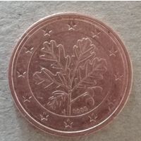 Германия 2 евроцента, 2005 г. отметка мд "J" Гамбург, KM# 208