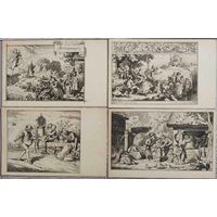 Иллюстрации к "Отче наш" и "Хлеб наш насущий". Людвиг Рихтер. 4 шт. Германия. Начало 20-го века.