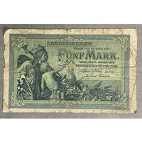Банкнота 5 марок 1904 год. Германская империя. С рубля без МЦ.