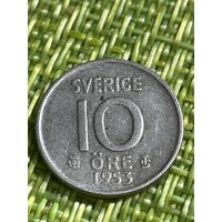 Швеция 10 оре 1953 г ( Густав VI Адольф. Серебро )