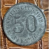 Монета 5О пфеннигов Город Хаген в Вестфалии. 1918 год. Веймарская республика. С рубля без МЦ.