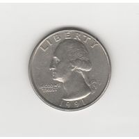Квотер (25 центов) США 1991 Р Лот 8261