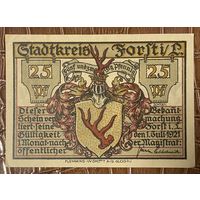 Нотгельд 25 пфеннигов 1921 год. Форст. Веймарская республика