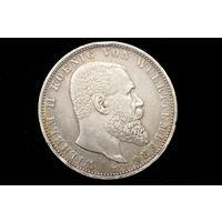 5 марок 1907 г. Вюртемберг (Германия), Вильгельм II. Кабинетная патина!