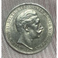 Монета Пруссия 3 марки 1909 год А Вильгельм II