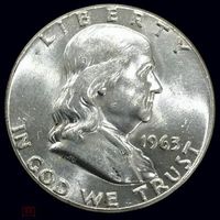 50 центов 1963 США . Ярчайший Франклин! Серебро!