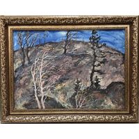 Дударенко Л.А. "Ветреный день", 1979г. Картон, масло. Размер с рамой 86,5х67 см.