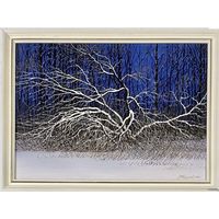 Шкарубо В.Ф.(1957-2020);работа в каталоге /Под снегом/,а ее авторский вариант"Вечер", 2007г. Размер 50х70 см. Холст, масло.