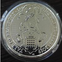 Великобритания 5 фунтов, 2019 года. Звери Королевы - Йейл из Бофорта. 2 унции. Улучшенный чекан. UNC