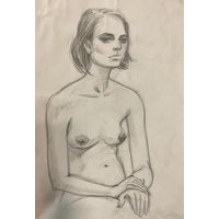 "Обнаженная, портрет" рисунок большой а2 формат