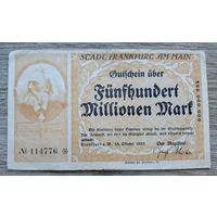 Werty71 Германия 500000000 марок 1923 500 миллионов Гроссгельд банкнота Франкфурт-на-Майне