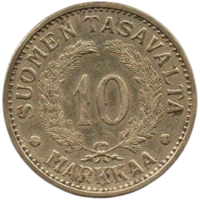 Финляндская Республика (Финляндия). 10 марок 1938 S. Тираж 631000 шт.