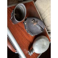 Комплектная немецкая фляга в чехле редкого ЧЁРНОГО цвета и без единой дырочки! К этому чехлу подходит только этот размер фляги! Клейм на горлышке нет!