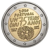Португалия 2 евро, 2020 75 лет ООН UNC