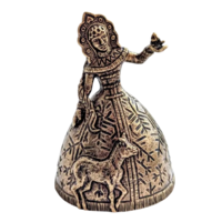 Колокольчик Снегурочка с оленем Бронза