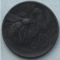 Италия 10 чентезимо 1934 г.