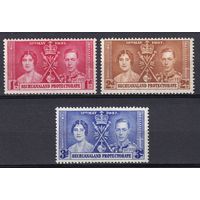 9.BrKS. Великобритания. Колонии.  Бечуаналенд. Коронация Георга VI и Елизаветы. 1937 г. Полная серия. Mi.##98-100.