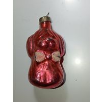 Ёлочная игрушка  - Собачка  . СССР  . Стекло .
