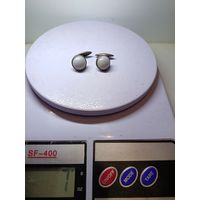 С рубля без мц. запонки круглые с белыми вставками 7гр. КК4 "вГоловаНаправо875"пр.