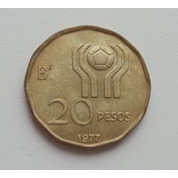 Аргентина 20 песо 1977 год Чемпионат мира по футболу вратарь и футболист
