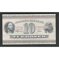 Дания 10 крон образца 1954 года. Тип Р-44ai(2). Состояние XF