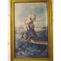 Картина ссср,,дети убегающие от грозы,, чердачная.