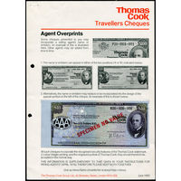 Дорожный чек Образец 10 долларов США Банк Томас Кук Thomas Cook