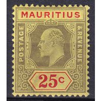 26.BrKM. Великобритания. Колонии. Маврикий. Эдуард. Стандарт. 25C. 1910 г. Mi.#140.
