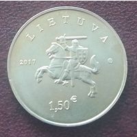 Литва 1,5 евро, 2017. Литовская гончая и Жемайтская лошадь.
