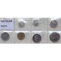 Ватикан 1, 2, 5, 10, 20, 50, 100 лир 1977 г. Годовой набор 7 монет без серебра