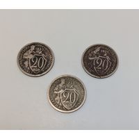 Монеты 20 копеек. 1933,1932,1931. годов. 3шт. Одним лотом. С рубля.