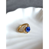 Винтажное ретро кольцо с синим камнем р. 18,5