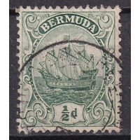123.BrKCI. Великобритания. Колонии. Бермудские острова. Стандарт. Парусник Sea Venture. 1910 г. 1/2P. Mi.#35a.
