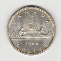Монета 1 доллар 1966 года. Канада. Серебро.