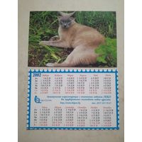 Карманный календарик . Котик. Белпочта. 2002 год
