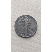Пол доллара США 1936г шагающая к свободе серебро