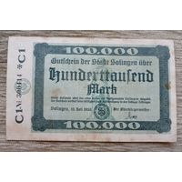 Werty71 Германия 100000 марок 1923 банкнота Гроссгельд Золинген Солинген
