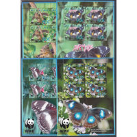 Фауна. Бабочки. Аитутаки. 2008. 4 малых листа. Michel N 778-791 (38,0 е)