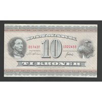 Дания 10 крон образца 1954 года. Тип Р-44ai(1). Состояние XF