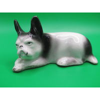 С рубля. Редкость. Довоенная статуэтка. "Французский бульдог". Кировский фаянсовый завод (Песоченская фаянсовая фабрика). Ретро СССР 1936-1939. м