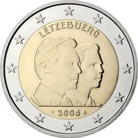 2 евро 2006 Люксембург 25 лет принца Гийома UNC из ролла