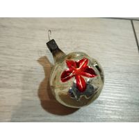 Ёлочная игрушка СССР шар со звездой агитация