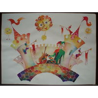 Художник Герлован эскиз к спектаклю Золушка театра кукол Минск 1982 год