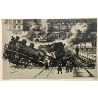 Герус С.П. "Диверсия на Минской железной дороге",1967 г. р. 54,5х78,5 см.
